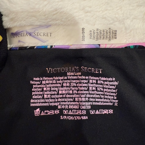 New! Set! Victoria's Secret Black Palm Bikini Set 45568 - Picture 13 of 14